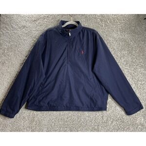 VTG Polo Ralph Lauren Jacket Mens Size XL Navy Blue 1/4 Half Zip